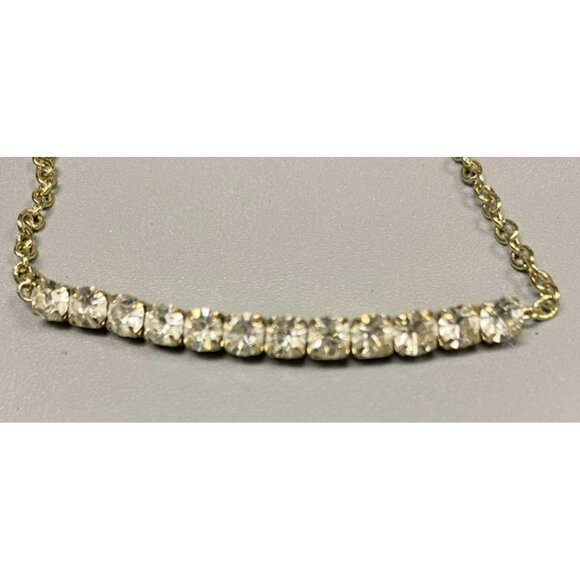 Elegant Vintage Delicate Rhinestone and Gold Tone Ankle Bracelet 8 1/2" to 10" l - Picture 2 of 4